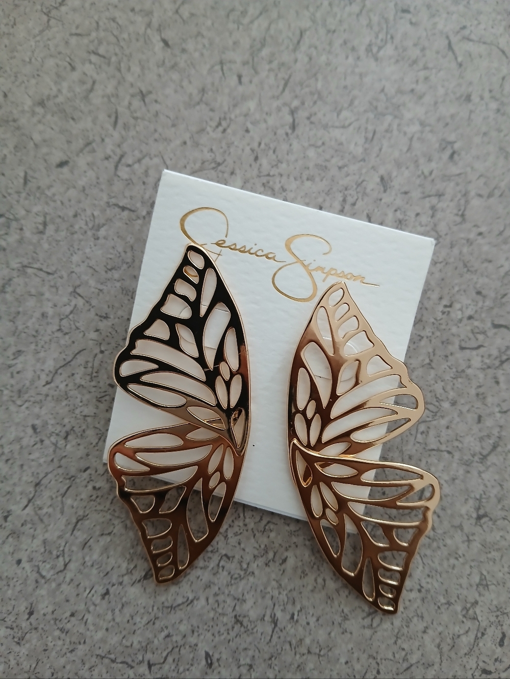 Jessica Simpson Gold Filigree Butterfly Wing Earrings